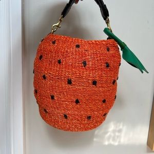Clare V Pot de Miel Fraise Woven Strawberry Fruit Bag NWT